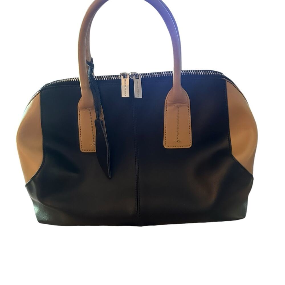 Vintage Charles Jourdan Black and Tan Satchel - Picture 2 of 10